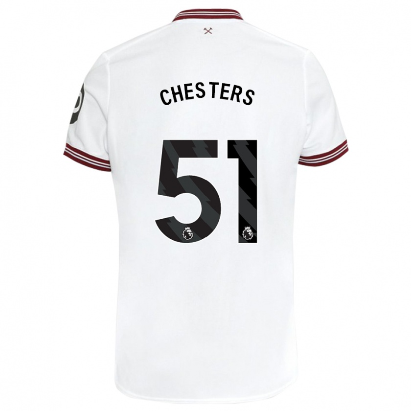 Kandiny Férfi Dan Chesters #51 Fehér Idegenbeli Jersey 2023/24 Mez Póló Ing