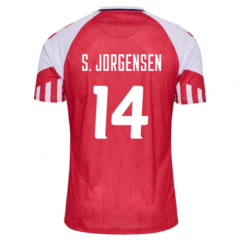 Kandiny Gyermek Dán Sebastian Jorgensen #14 Piros Hazai Jersey 24-26 Mez Póló Ing