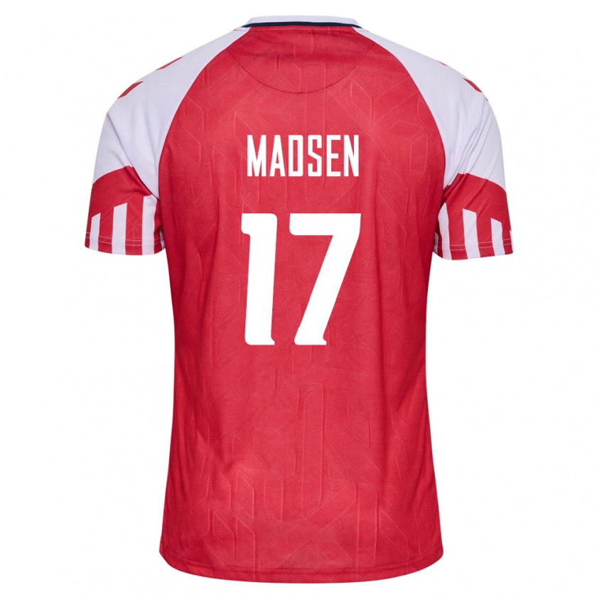 Kandiny Gyermek Dán Nicolas Madsen #17 Piros Hazai Jersey 24-26 Mez Póló Ing