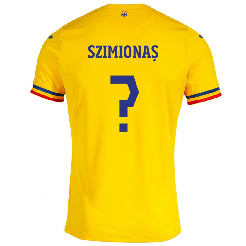 Kandiny Gyermek Románia Luca Szimionaș #0 Sárga Hazai Jersey 24-26 Mez Póló Ing