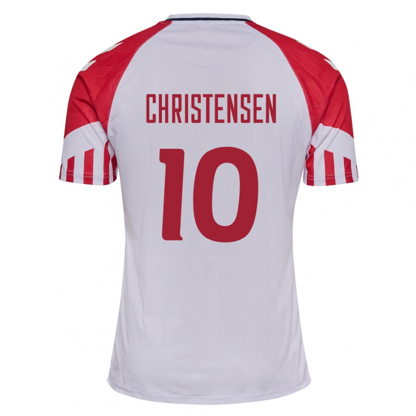 Kandiny Gyermek Dán Gustav Christensen #10 Fehér Idegenbeli Jersey 24-26 Mez Póló Ing