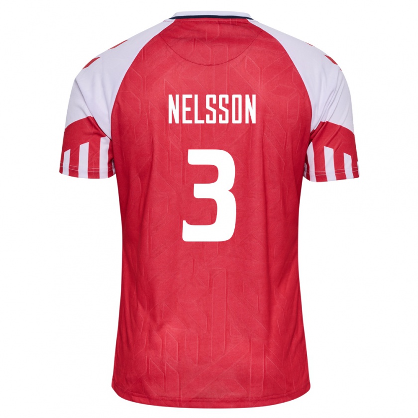 Kandiny Férfi Dán Victor Nelsson #3 Piros Hazai Jersey 24-26 Mez Póló Ing