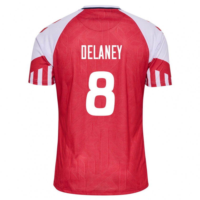 Kandiny Férfi Dán Thomas Delaney #8 Piros Hazai Jersey 24-26 Mez Póló Ing