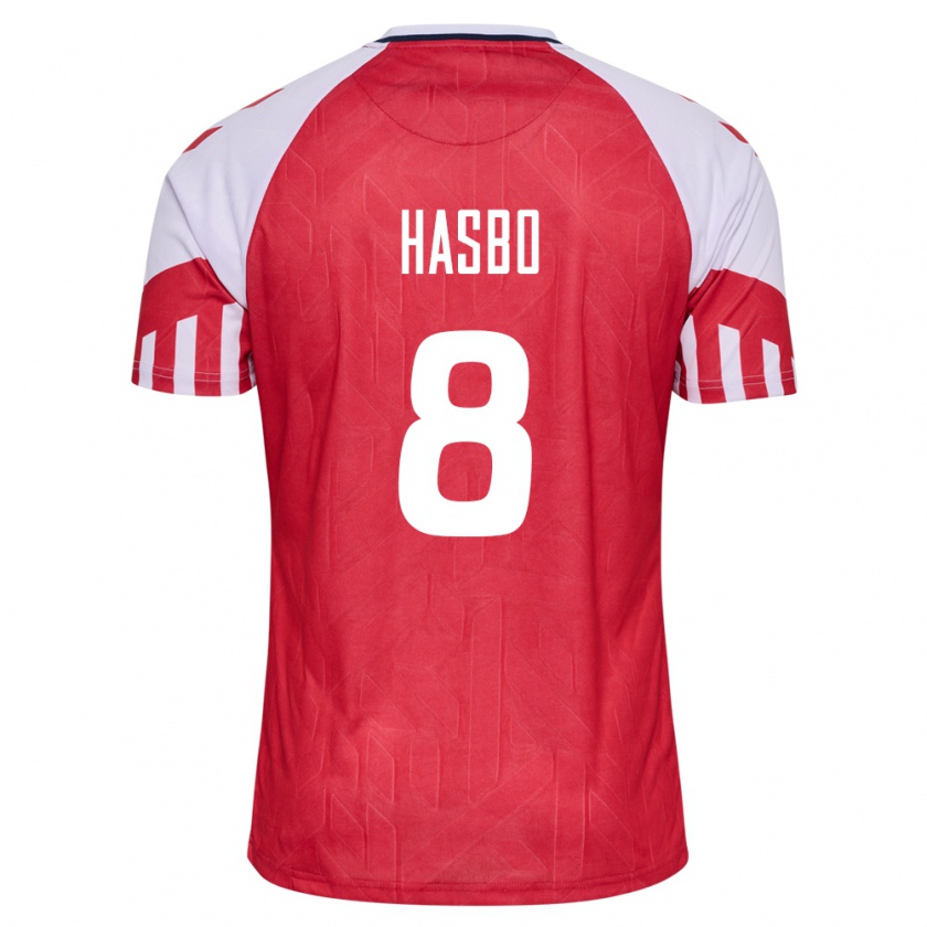 Kandiny Férfi Dán Josefine Hasbo #8 Piros Hazai Jersey 24-26 Mez Póló Ing