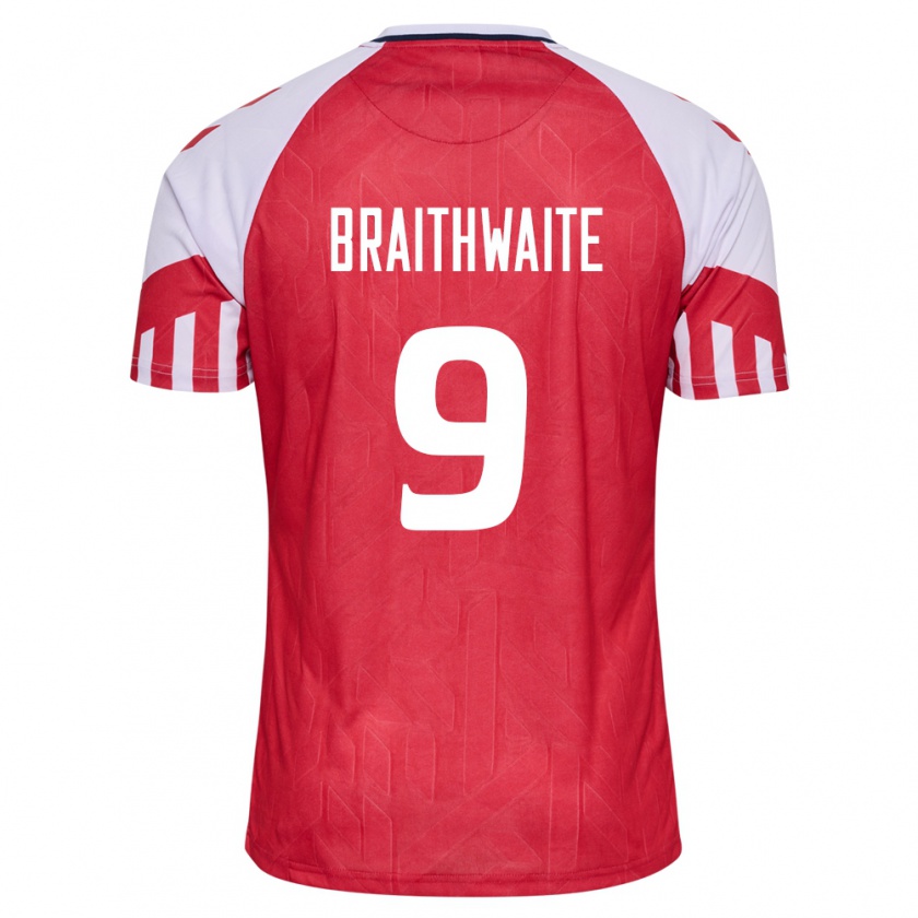 Kandiny Férfi Dán Martin Braithwaite #9 Piros Hazai Jersey 24-26 Mez Póló Ing
