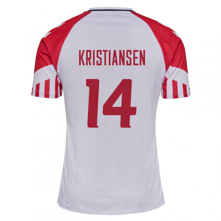 Kandiny Férfi Dán Victor Kristiansen #14 Fehér Idegenbeli Jersey 24-26 Mez Póló Ing