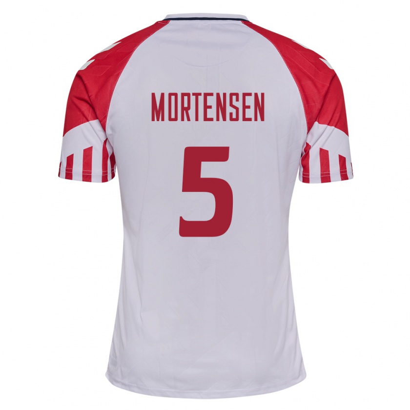 Kandiny Férfi Dán Gustav Mortensen #5 Fehér Idegenbeli Jersey 24-26 Mez Póló Ing