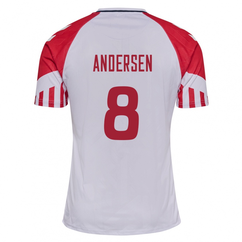 Kandiny Férfi Dán Silas Andersen #8 Fehér Idegenbeli Jersey 24-26 Mez Póló Ing