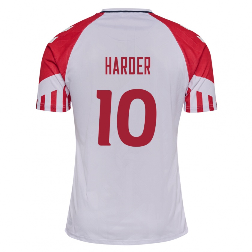 Kandiny Férfi Dán Pernille Harder #10 Fehér Idegenbeli Jersey 24-26 Mez Póló Ing