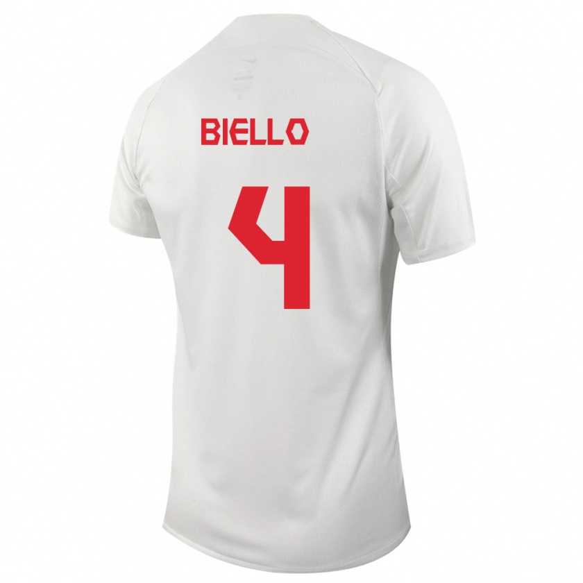 Kandiny Férfi Kanadai Alessandro Biello #4 Fehér Idegenbeli Jersey 24-26 Mez Póló Ing