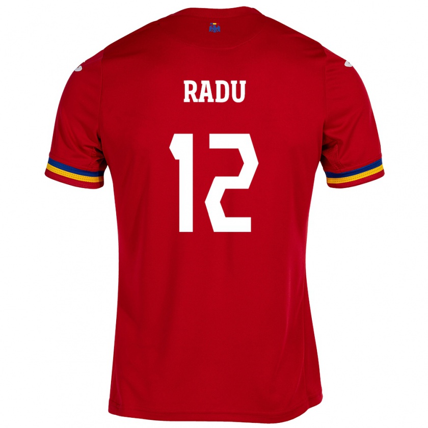 Kandiny Férfi Románia Riccardo Radu #12 Piros Idegenbeli Jersey 24-26 Mez Póló Ing