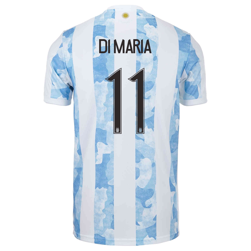 Női Argentin labdarúgó-válogatott Angel Di Maria #11 Hazai Kék fehér 2021 Mez Póló Ing