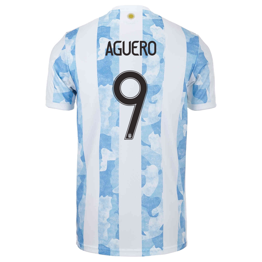 Gyermek Argentin Labdarúgó-válogatott Sergio Aguero #9 Hazai Kék Fehér 2021 Mez Póló Ing