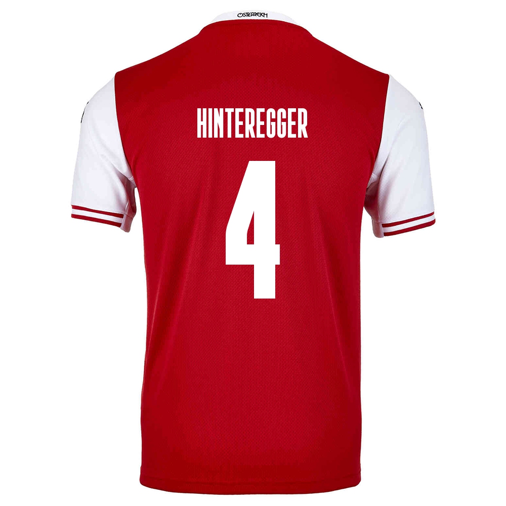 Női Osztrák labdarúgó-válogatott Martin Hinteregger #4 Hazai Piros 2021 Mez Póló Ing