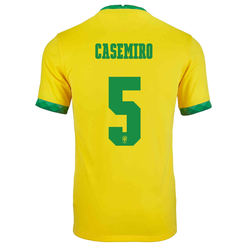 Gyermek Brazil labdarúgó-válogatott Casemiro #5 Hazai Sárga 2021 Mez Póló Ing