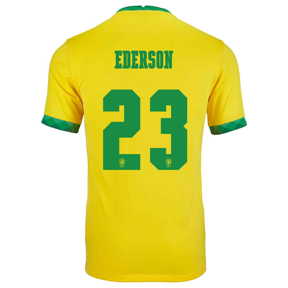 Gyermek Brazil labdarúgó-válogatott Ederson #23 Hazai Sárga 2021 Mez Póló Ing