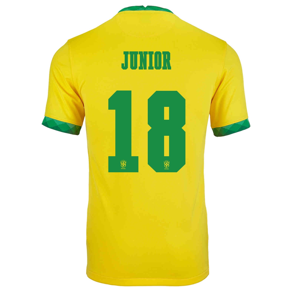 Gyermek Brazil Labdarúgó-válogatott Vinicius Junior #18 Hazai Sárga 2021 Mez Póló Ing