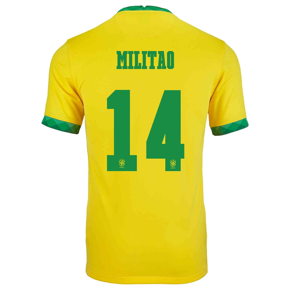 Gyermek Brazil Labdarúgó-válogatott Eder Militao #14 Hazai Sárga 2021 Mez Póló Ing