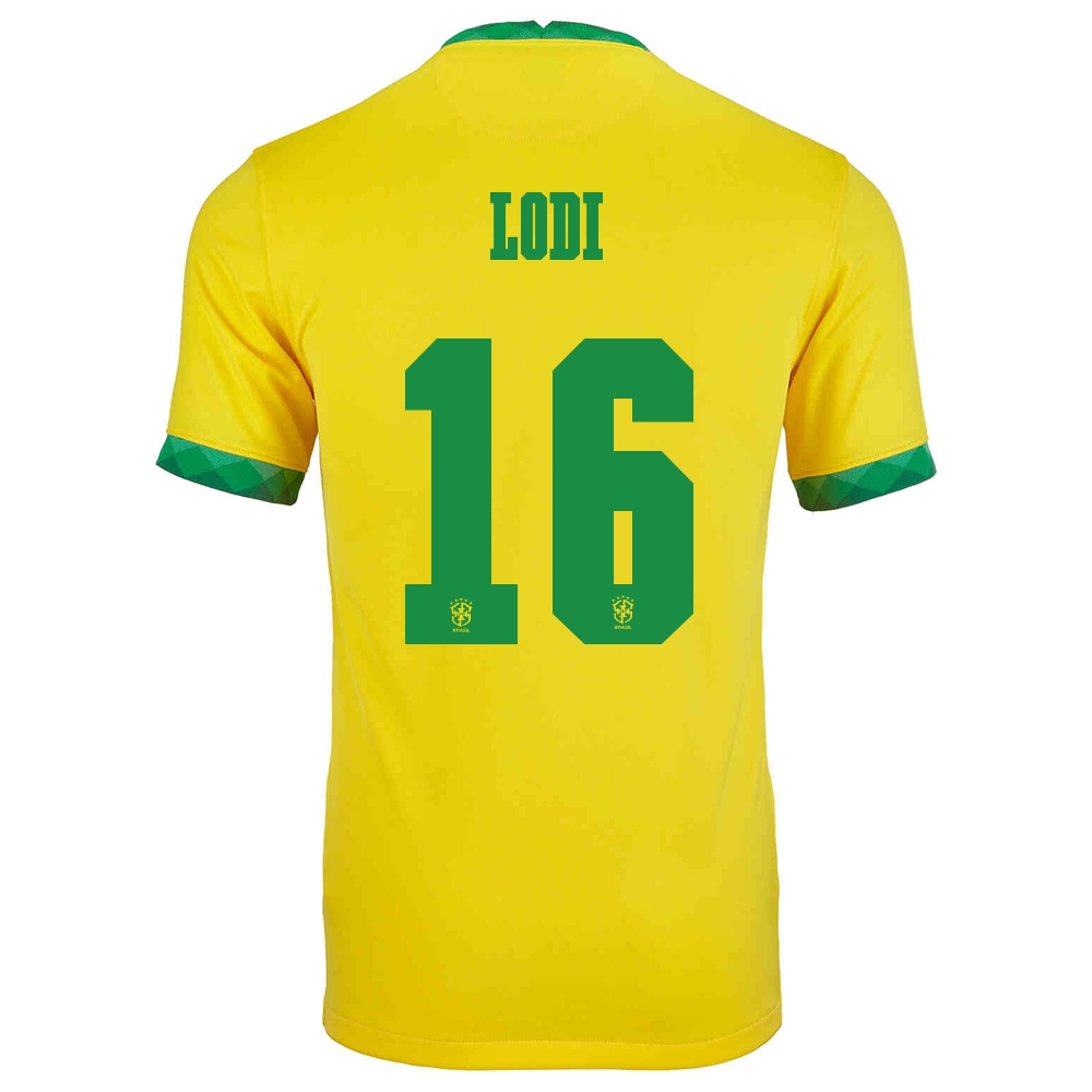 Gyermek Brazil labdarúgó-válogatott Renan Lodi #16 Hazai Sárga 2021 Mez Póló Ing