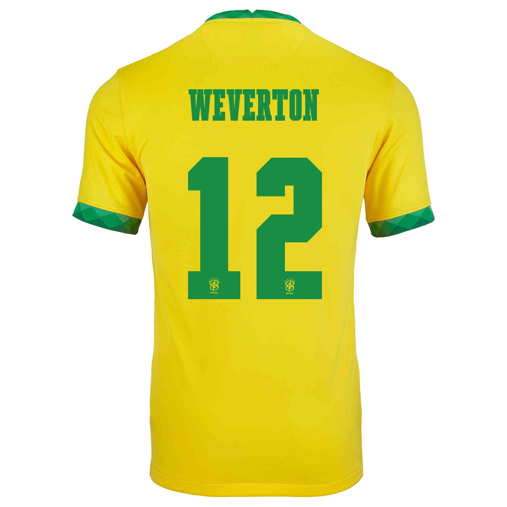 Gyermek Brazil labdarúgó-válogatott Weverton #12 Hazai Sárga 2021 Mez Póló Ing
