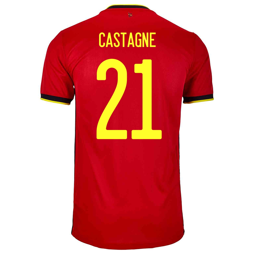 Női Belga labdarúgó-válogatott Timothy Castagne #21 Hazai Piros 2021 Mez Póló Ing
