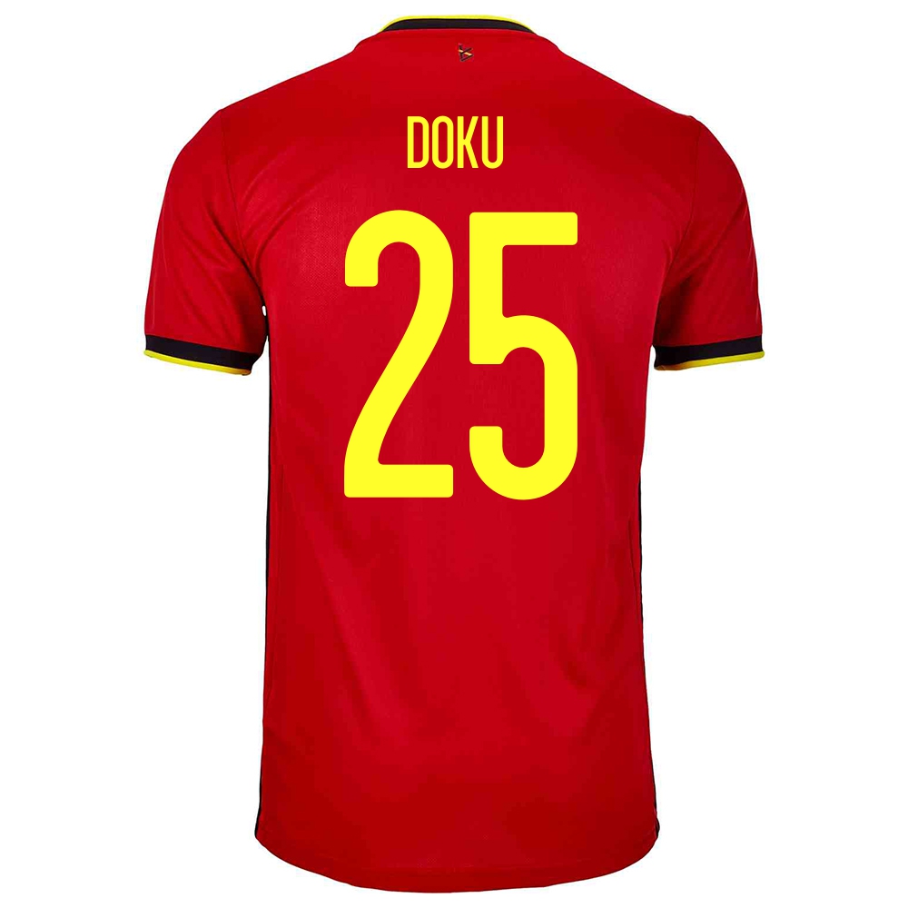 Gyermek Belga labdarúgó-válogatott Jeremy Doku #25 Hazai Piros 2021 Mez Póló Ing