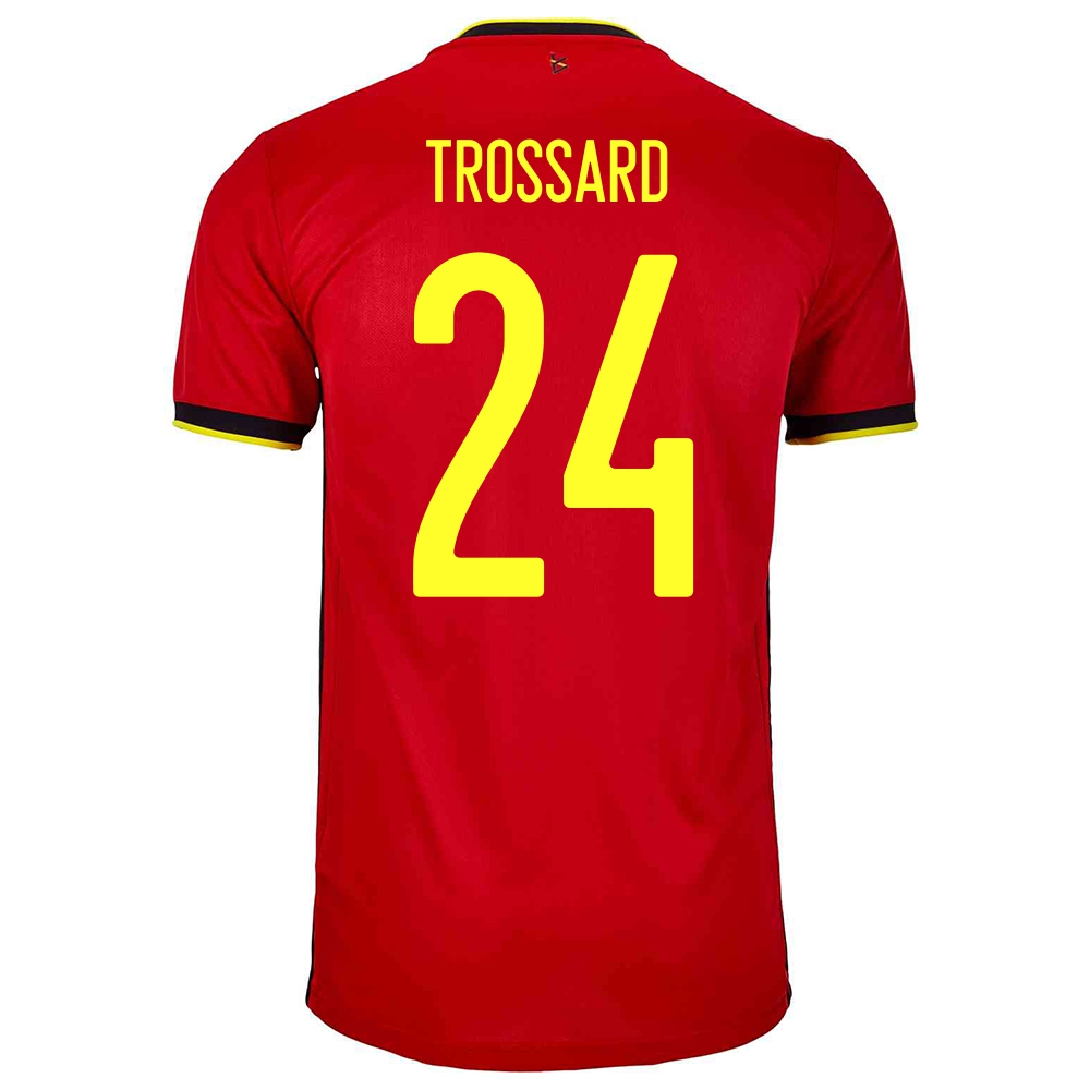 Férfi Belga Labdarúgó-válogatott Leandro Trossard #24 Hazai Piros 2021 Mez Póló Ing