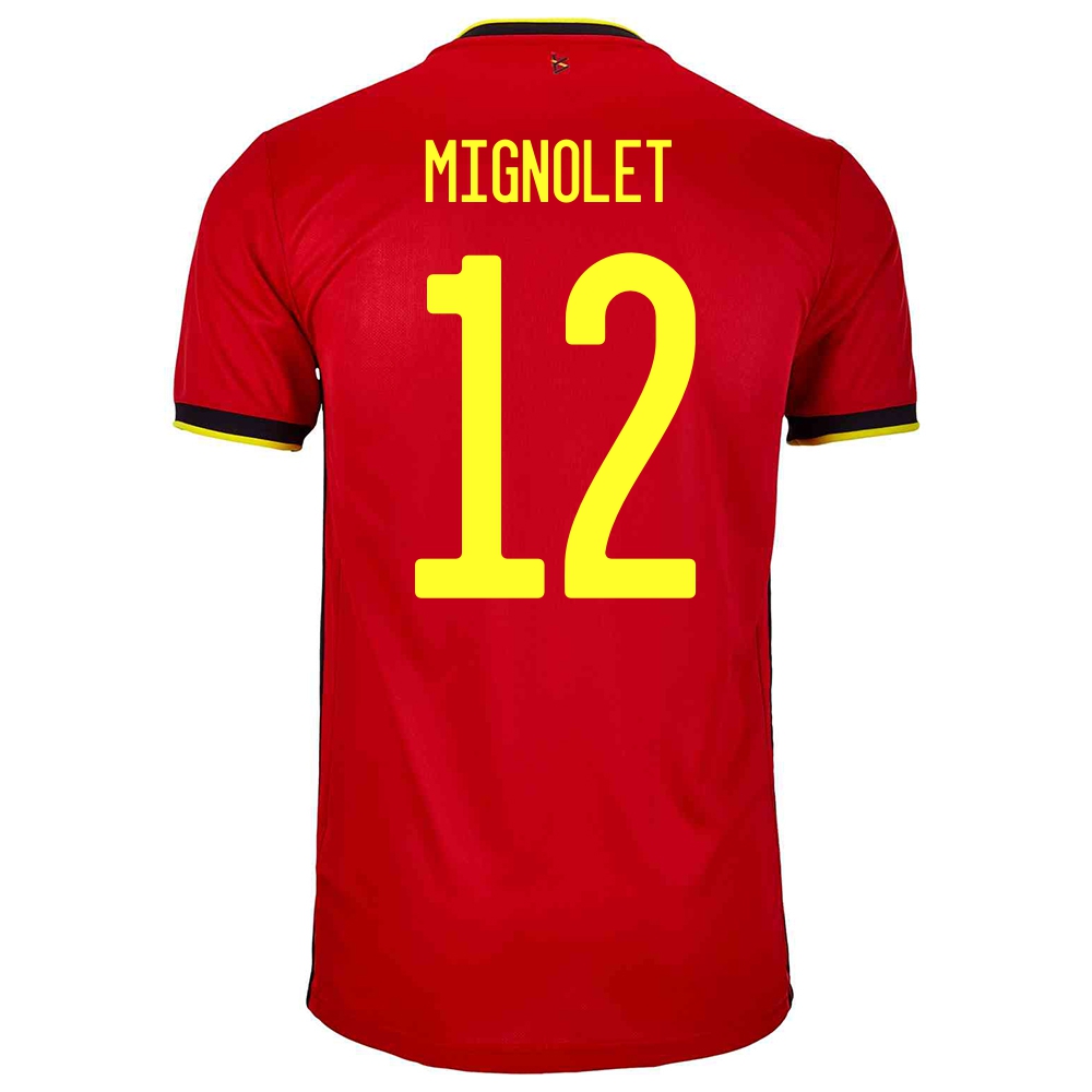 Gyermek Belga labdarúgó-válogatott Simon Mignolet #12 Hazai Piros 2021 Mez Póló Ing
