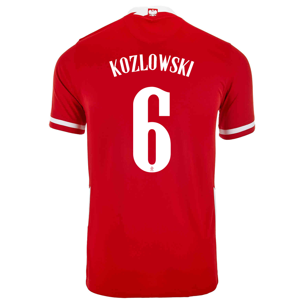 Női Lengyel labdarúgó-válogatott Kacper Kozlowski #6 Hazai Piros 2021 Mez Póló Ing