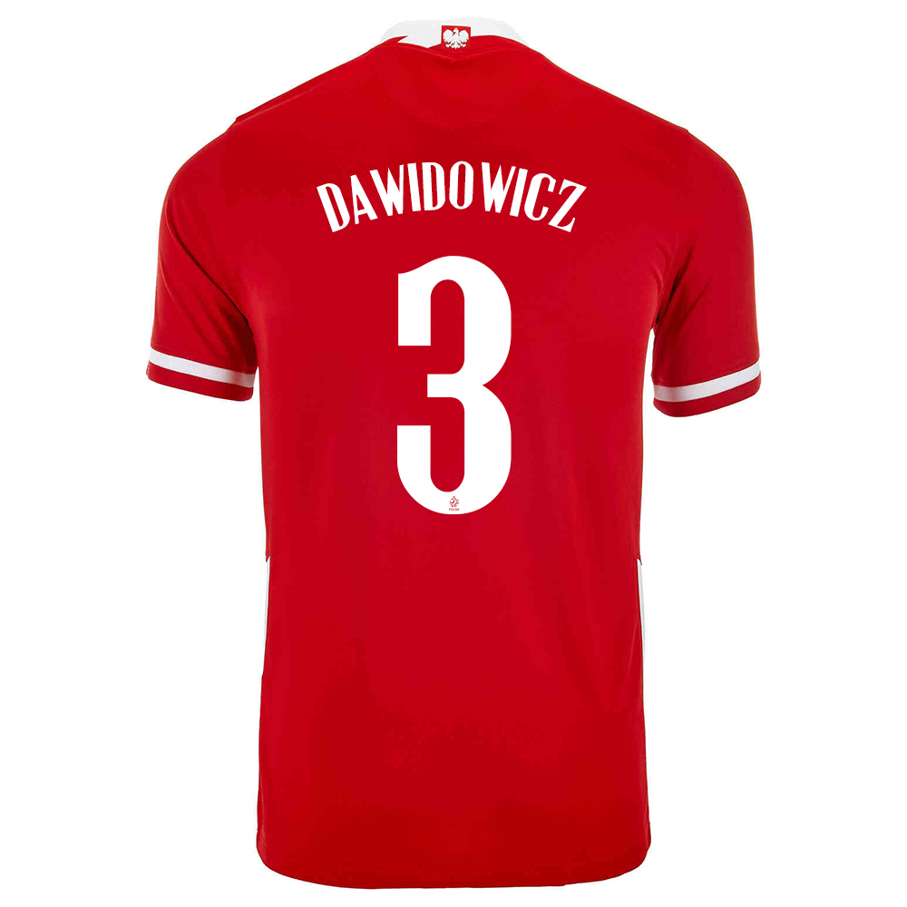 Gyermek Lengyel labdarúgó-válogatott Pawel Dawidowicz #3 Hazai Piros 2021 Mez Póló Ing