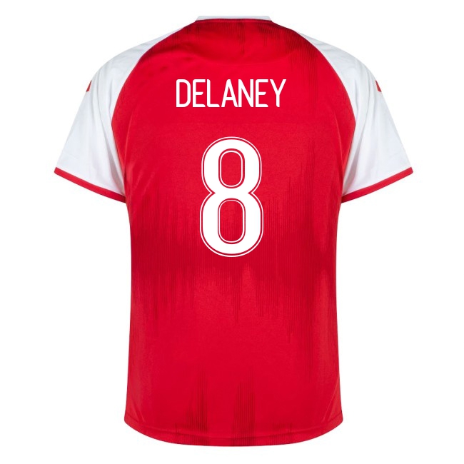 Női Dán labdarúgó-válogatott Thomas Delaney #8 Hazai Piros 2021 Mez Póló Ing