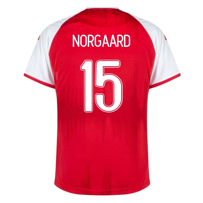 Női Dán labdarúgó-válogatott Christian Norgaard #15 Hazai Piros 2021 Mez Póló Ing