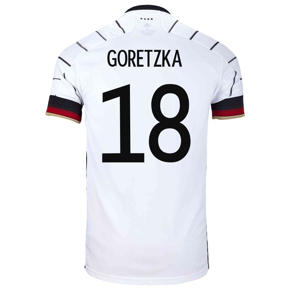 Női Német labdarúgó-válogatott Leon Goretzka #18 Hazai Fehér 2021 Mez Póló Ing