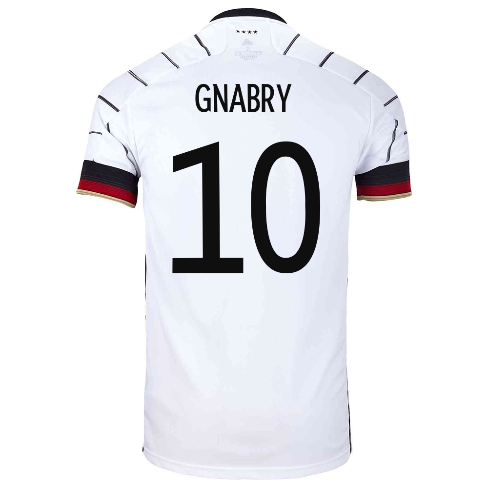 Női Német labdarúgó-válogatott Serge Gnabry #10 Hazai Fehér 2021 Mez Póló Ing
