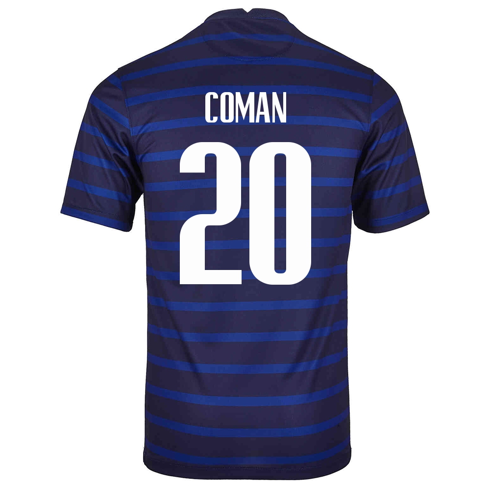 Női Francia labdarúgó-válogatott Kingsley Coman #20 Hazai Sötétkék 2021 Mez Póló Ing