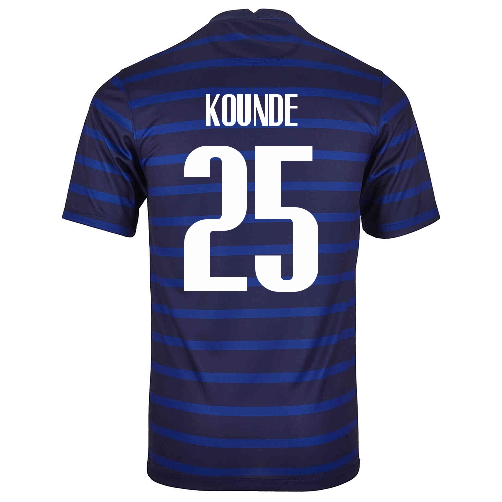 Női Francia labdarúgó-válogatott Jules Kounde #25 Hazai Sötétkék 2021 Mez Póló Ing