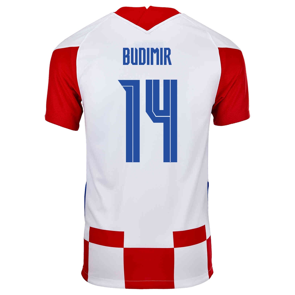 Női Horvát labdarúgó-válogatott Ante Budimir #14 Hazai Piros fehér 2021 Mez Póló Ing