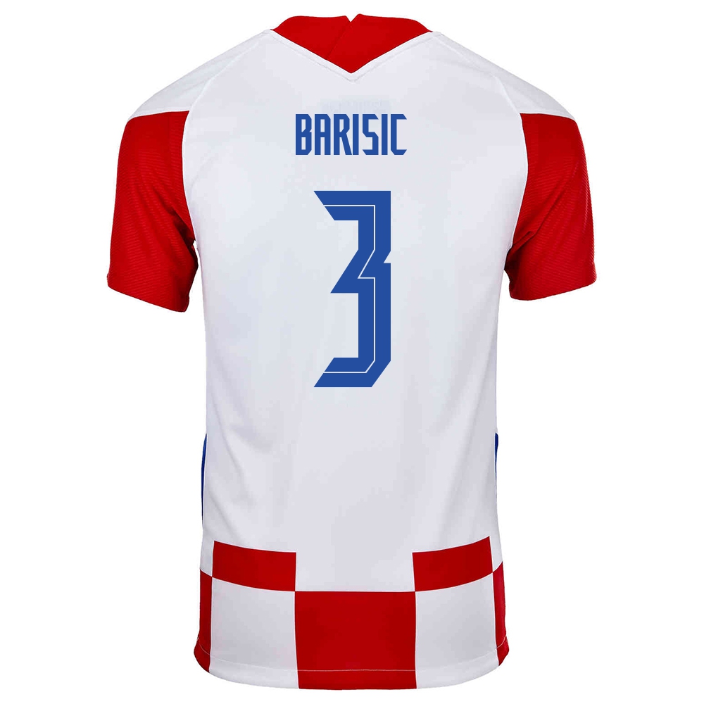 Női Horvát labdarúgó-válogatott Borna Barisic #3 Hazai Piros fehér 2021 Mez Póló Ing