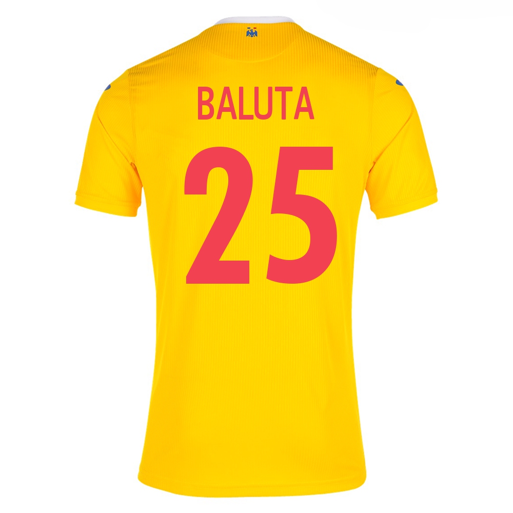 Női Román labdarúgó-válogatott Alexandru Baluta #25 Hazai Sárga 2021 Mez Póló Ing