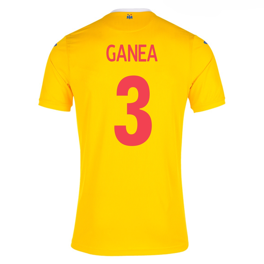 Női Román labdarúgó-válogatott Cristian Ganea #3 Hazai Sárga 2021 Mez Póló Ing