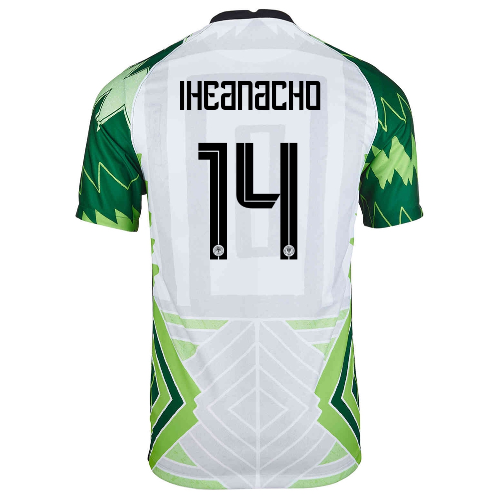 Női Nigériai labdarúgó-válogatott Kelechi Iheanacho #14 Hazai Zöld Fehér 2021 Mez Póló Ing