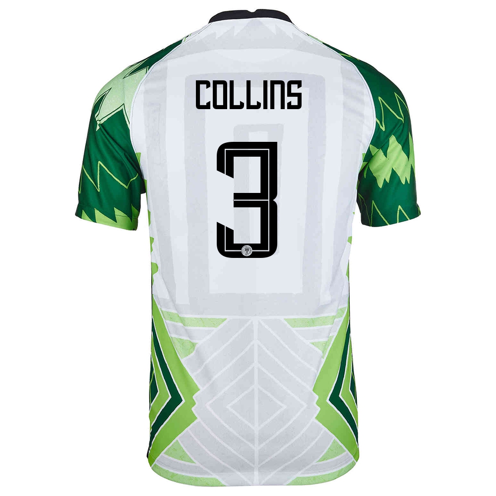 Női Nigériai Labdarúgó-válogatott Jamilu Collins #3 Hazai Zöld Fehér 2021 Mez Póló Ing