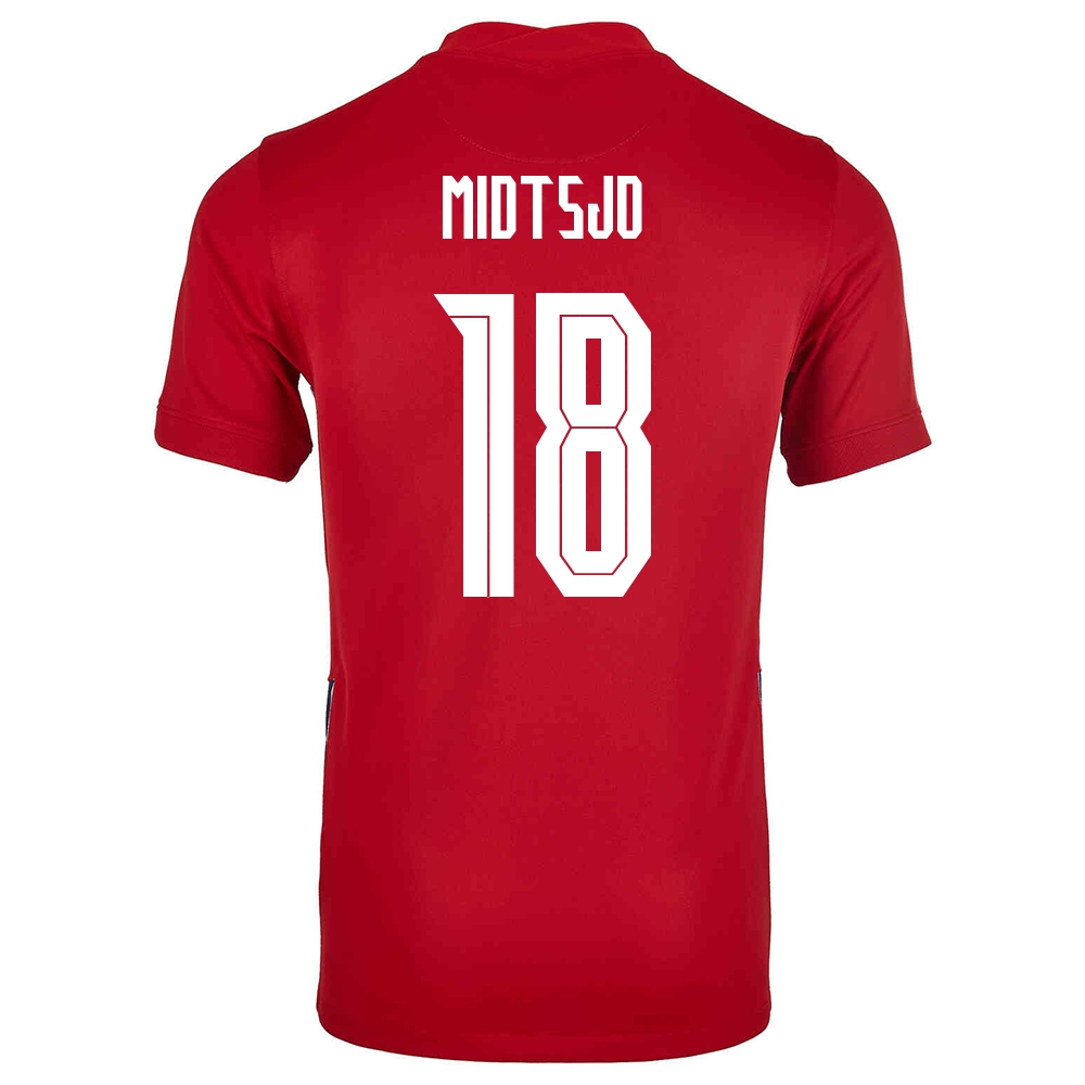Női Norvég labdarúgó-válogatott Fredrik Midtsjo #18 Hazai Piros 2021 Mez Póló Ing