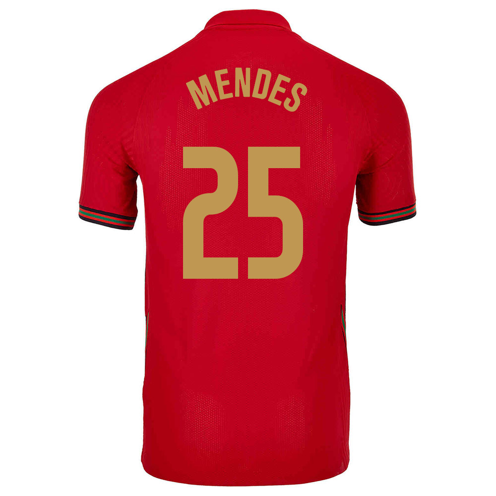 Férfi Portugál Labdarúgó-válogatott Nuno Mendes #25 Hazai Piros 2021 Mez Póló Ing