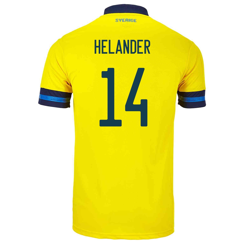 Férfi Svéd Labdarúgó-válogatott Filip Helander #14 Hazai Sárga 2021 Mez Póló Ing