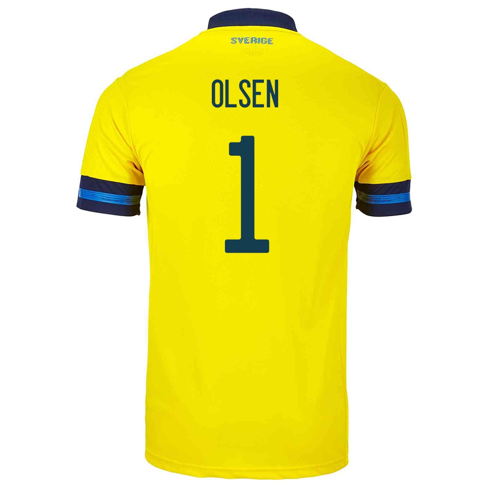 Női Svéd labdarúgó-válogatott Robin Olsen #1 Hazai Sárga 2021 Mez Póló Ing