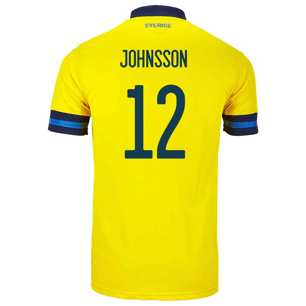 Férfi Svéd Labdarúgó-válogatott Karl-johan Johnsson #12 Hazai Sárga 2021 Mez Póló Ing