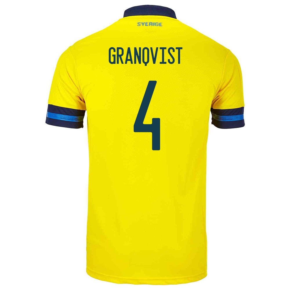 Gyermek Svéd Labdarúgó-válogatott Andreas Granqvist #4 Hazai Sárga 2021 Mez Póló Ing