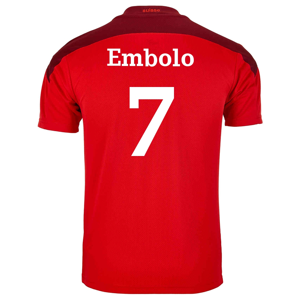 Női Svájci labdarúgó-válogatott Breel Embolo #7 Hazai Piros 2021 Mez Póló Ing