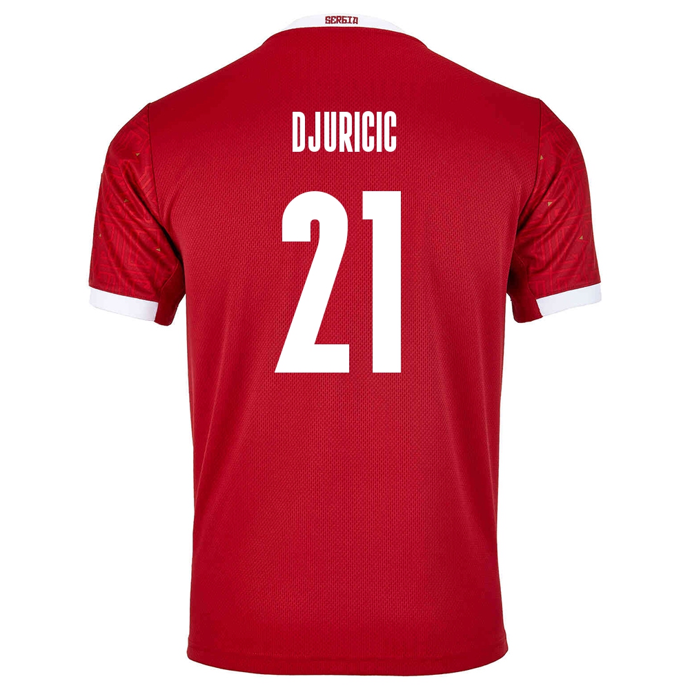 Női Szerb labdarúgó-válogatott Filip Djuricic #21 Hazai Piros 2021 Mez Póló Ing